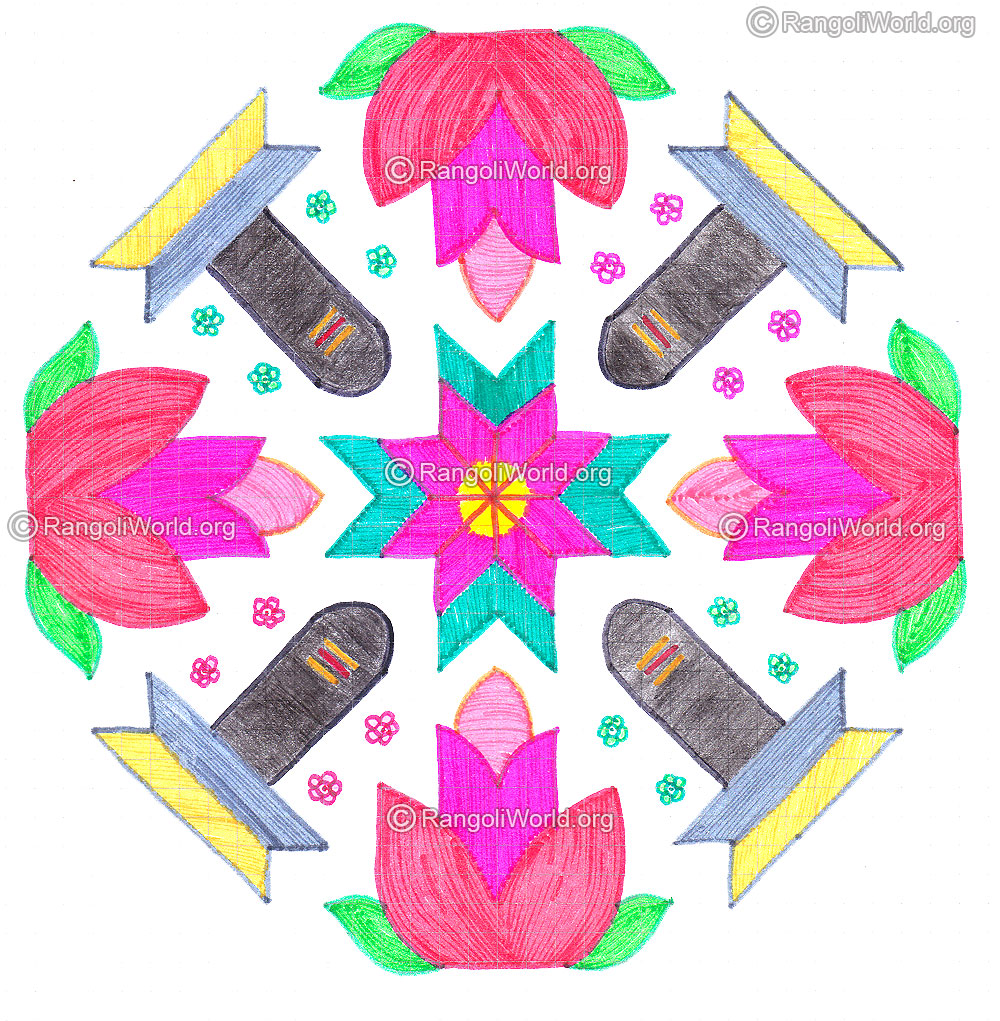 Shiva lingam and flower kolam nov 2015