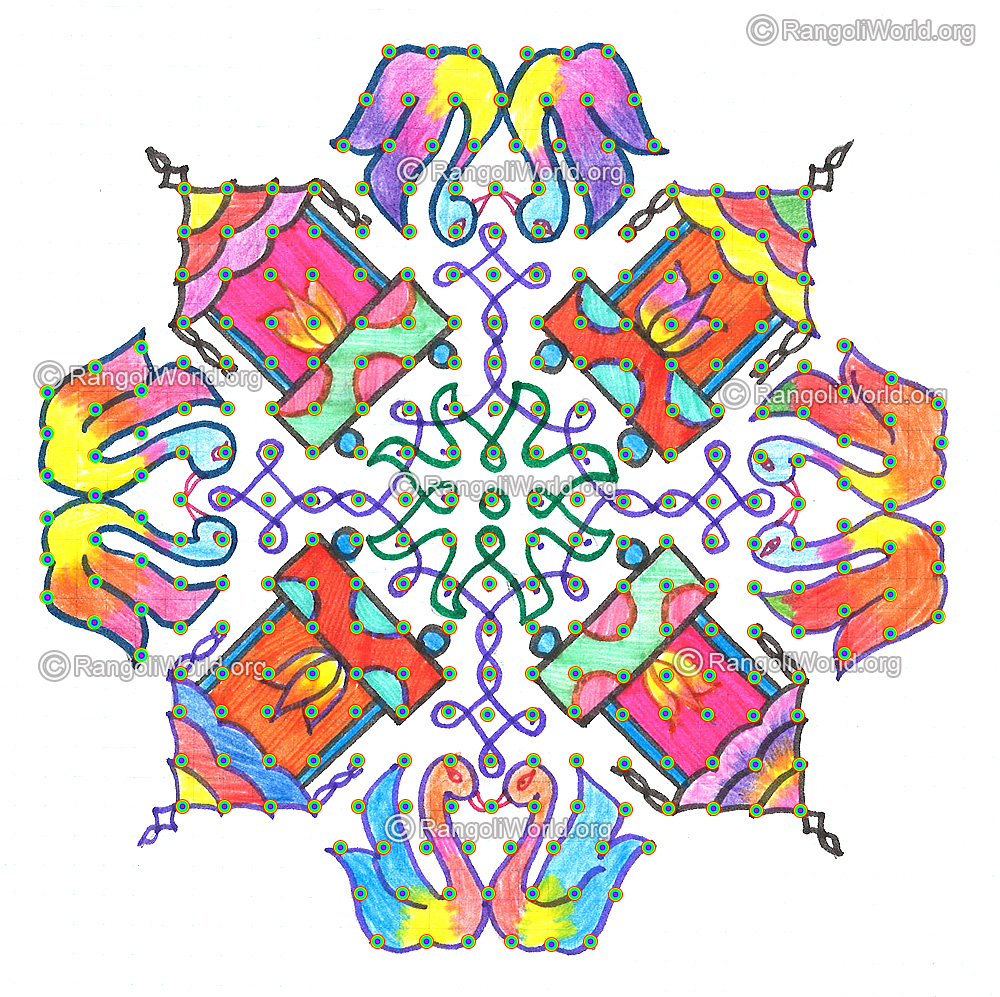 Swan ther chariot of god kolam nov 2015 with dots