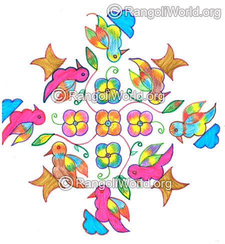 Birds flowers kolam nov 2015