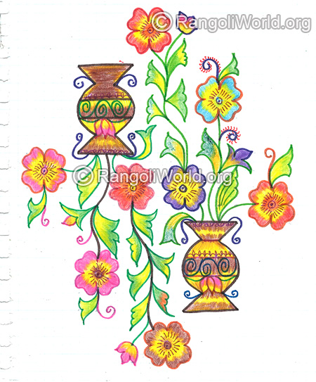 Flowers with pots kolam nov 2015