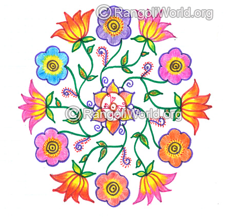 Lotus and flower kolam nov 2015