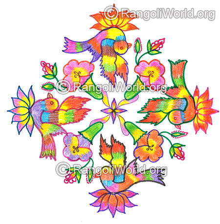 Parrot lotus flowers kolam nov 2015