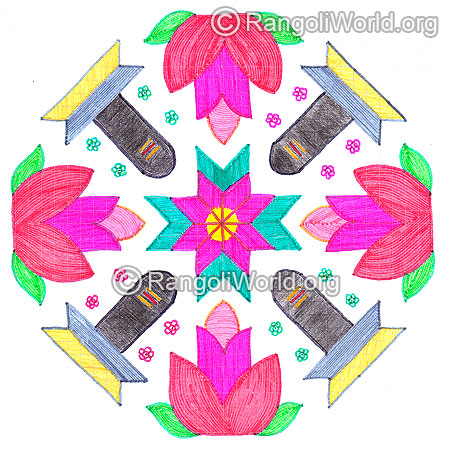 Shiva lingam and flower kolam nov 2015