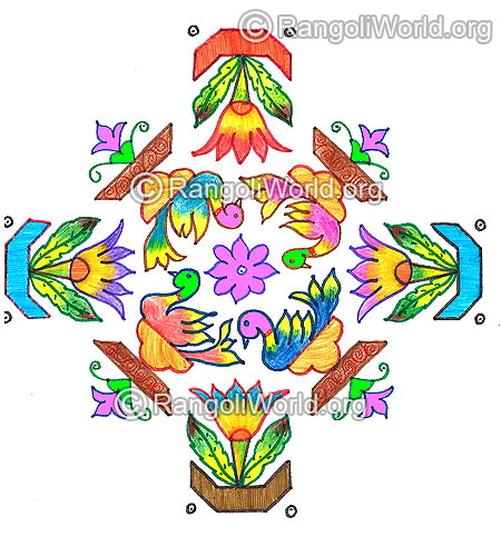 Swan bird and flowers plants kolam nov 2015