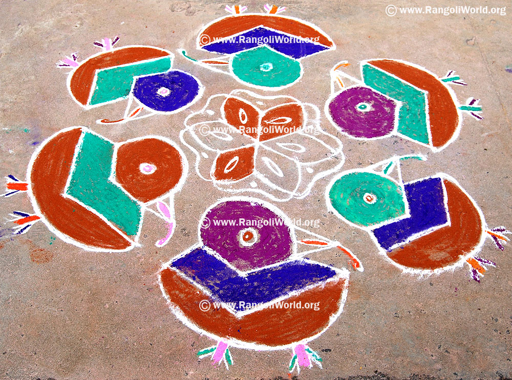 Six birds street kolam Dec 2013