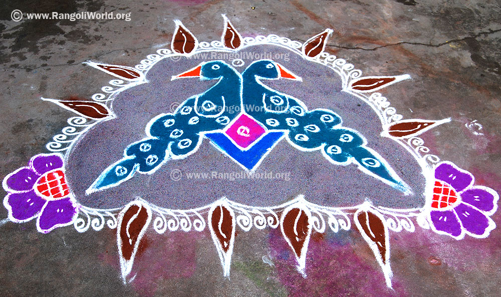 Peacock Freehand Rangoli