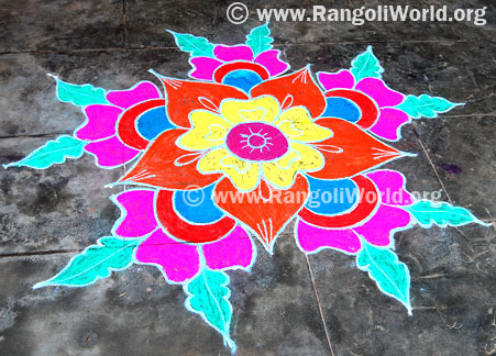Flower freehand rangoli dec13