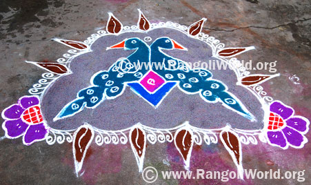 Peacock Freehand Rangoli