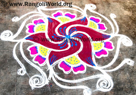 Swastik freehand rangoli dec13