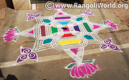 Pooja lotus freehand rangoli oct 2016