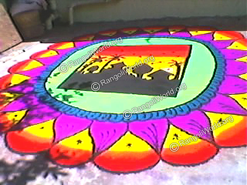 Natural Scenes In Night Rangoli
