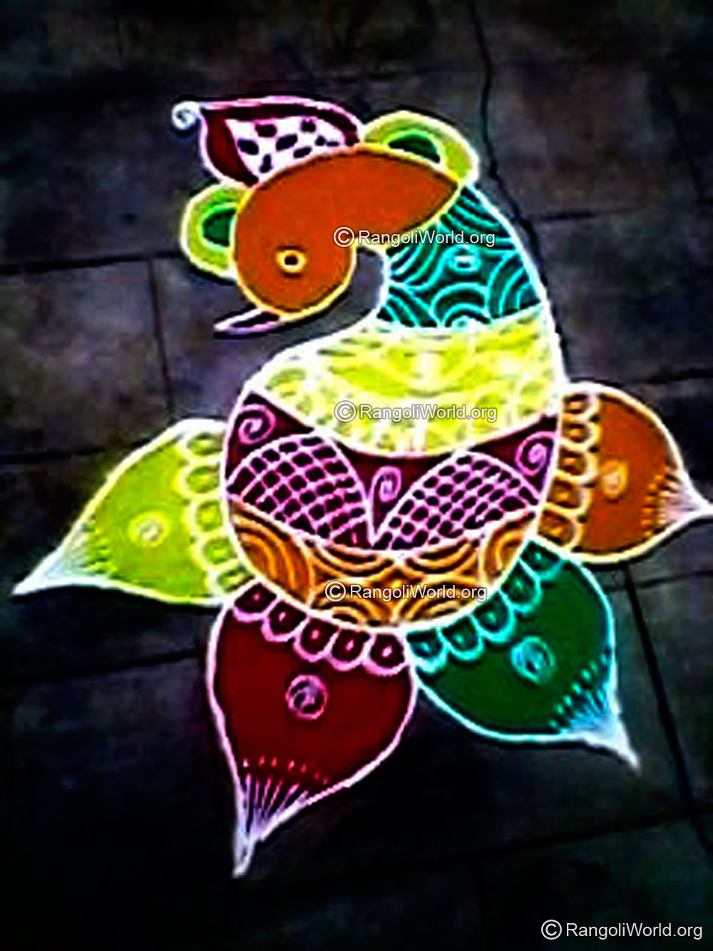 Simple Peacock Rangoli