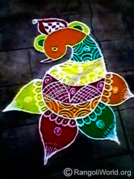 Simple Peacock Rangoli