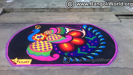 Peacock theme rangoli design 2019