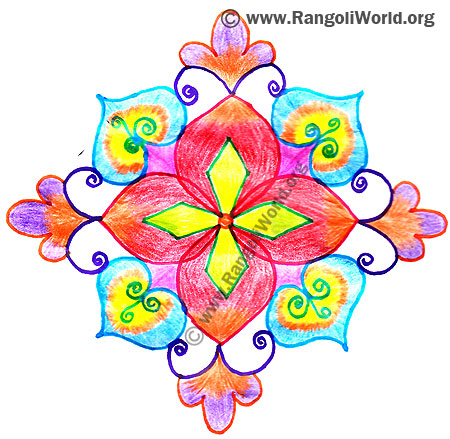 flower freehand rangoli