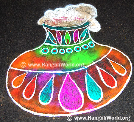 Pongal pot Freehand Rangoli