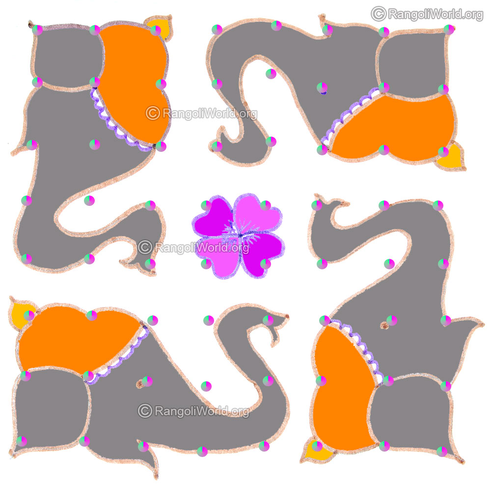 Simple ganesh chaturthi kolam aug 2015 with dots