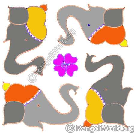 Simple ganesh chaturthi kolam aug 2015