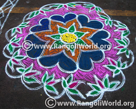Double stroke lotus freehand rangoli september 2015