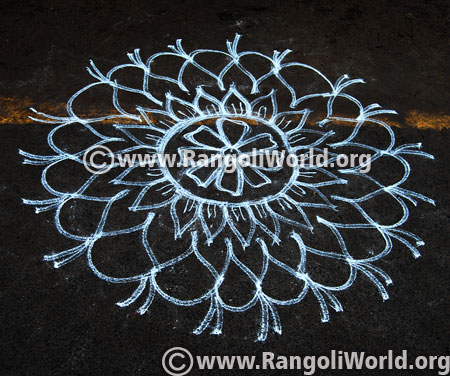 Easy double stroke flower rangoli sep 2015