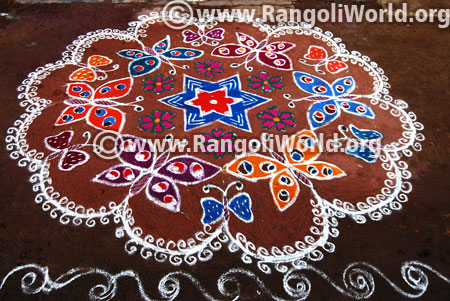 ganesh chaturthi butterfly star rangoli design 12 september 2015