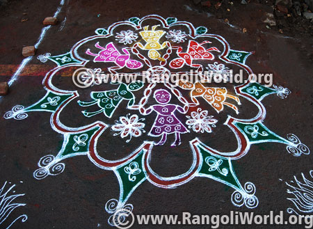 Ganesh chaturthi doll rangoli design 7 september 2015