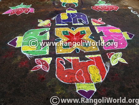 Ganesh chaturthi elephant rangoli design 18 september 2015