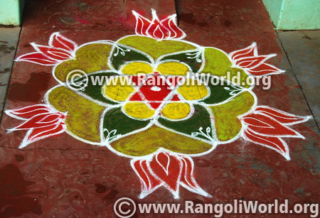 Ganesh chaturthi lotus star rangoli design 3 september 2015