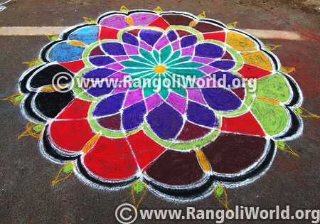 Ganesh chaturthi temple traditional flower rangoli design 20 september 2015