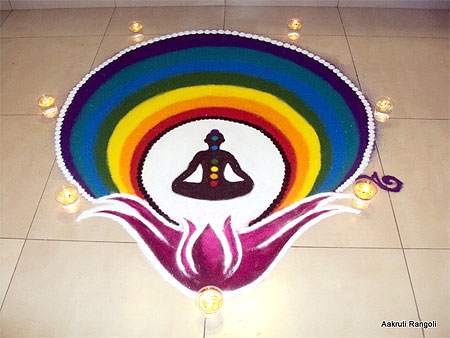 Buddha pooja freehand rangoli 2015