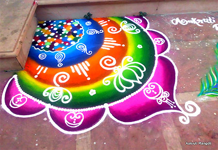 Flower border edge freehand rangoli 2015