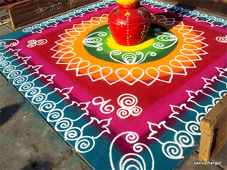 Holi festival freehand home rangoli 2015