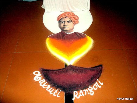 Vivekananda theme portrait rangoli april