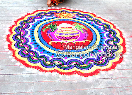 Colorful pongal rangoli 2015