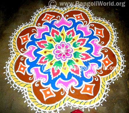 Flower freehand rangoli