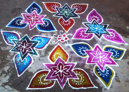 Star Flower Freehand Rangoli