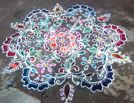 Freehand Flower Rangoli