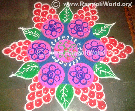 Grape fruit freehand rangoli
