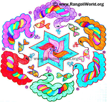 Peacock Fish Kolam