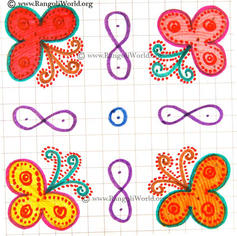 Simple Butterfly Kolam