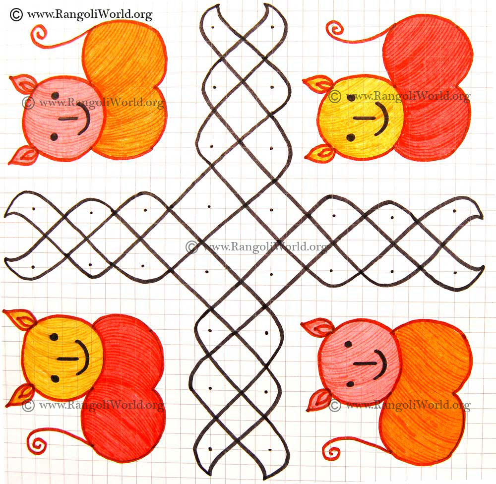 Puppy Cat with sikku  kolam