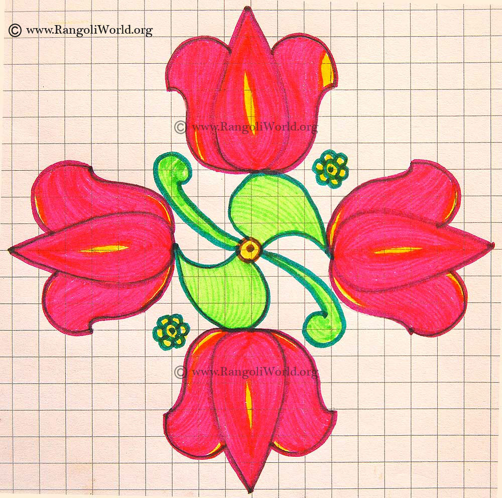 simple lotus kolam