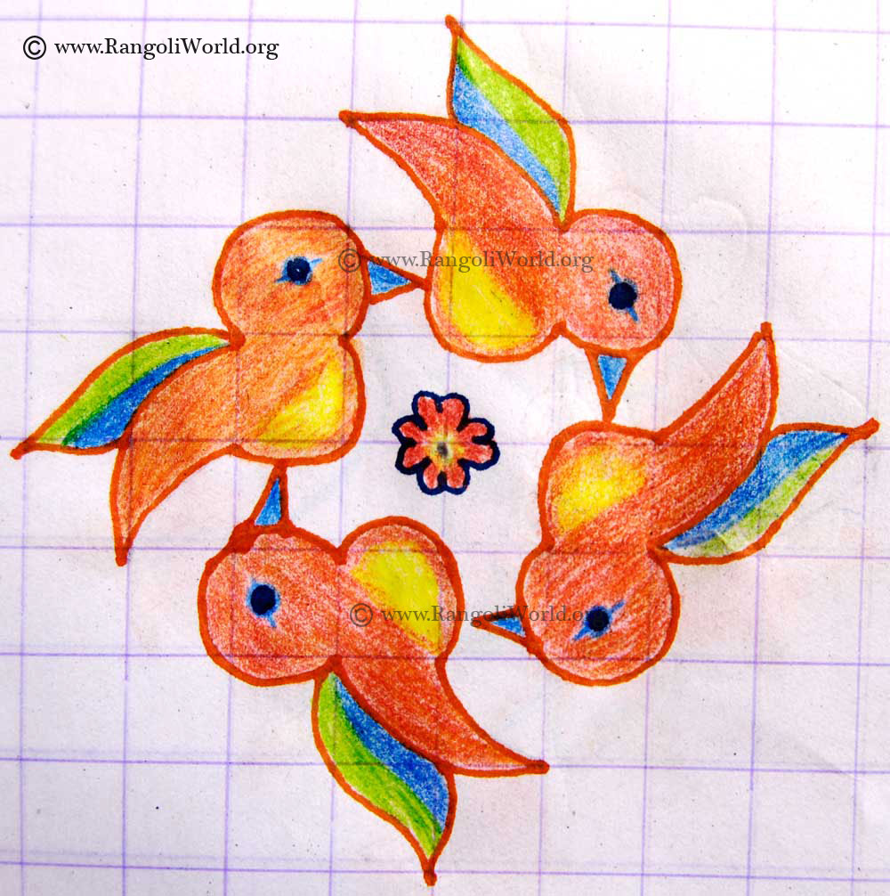 Birds Kolam Mar 13 with Parallel Dots