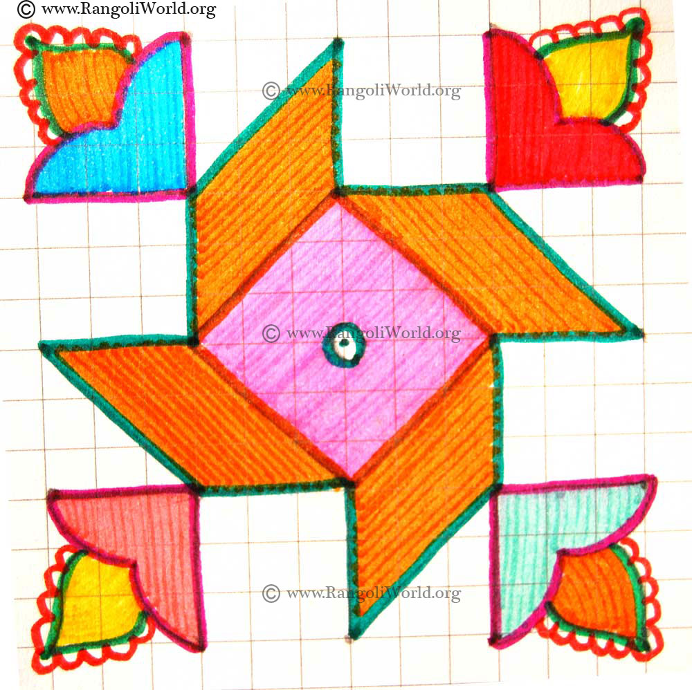 Deepam With Swastik Kolam