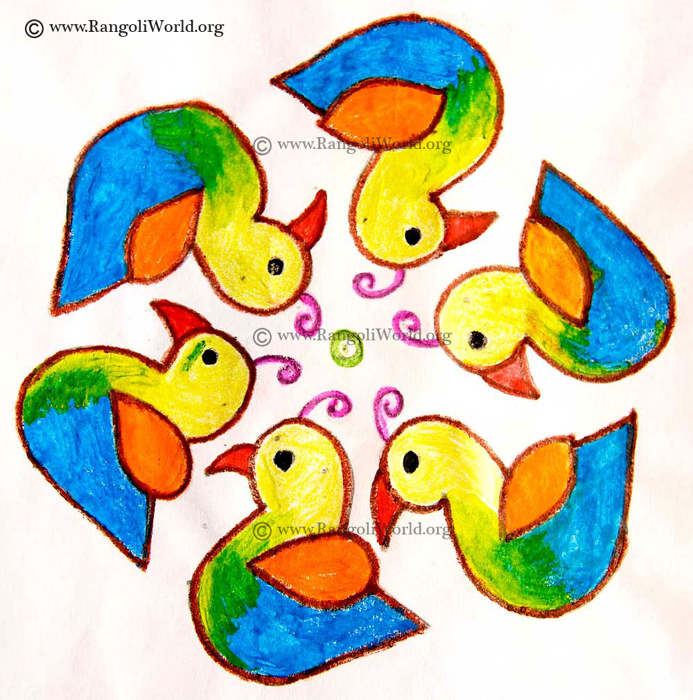Bird Kolam Dec 2012 with 11 to 6 sikku pulli