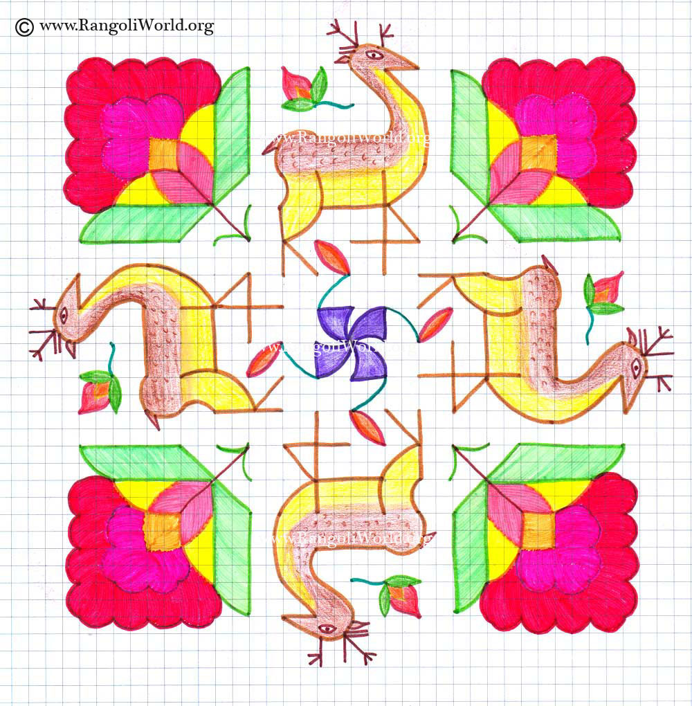 Deer Flowers Kolam