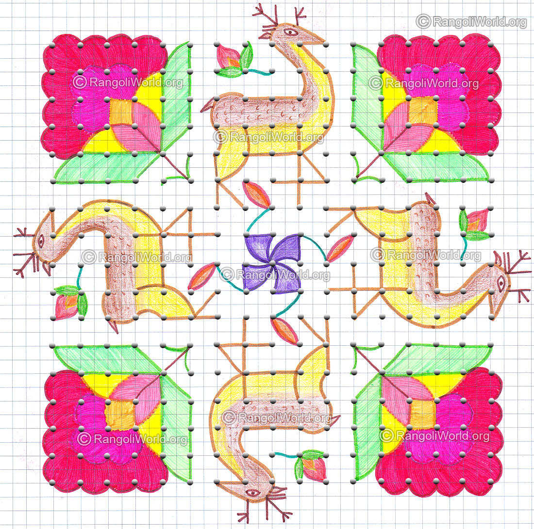 Deer kolam with dots