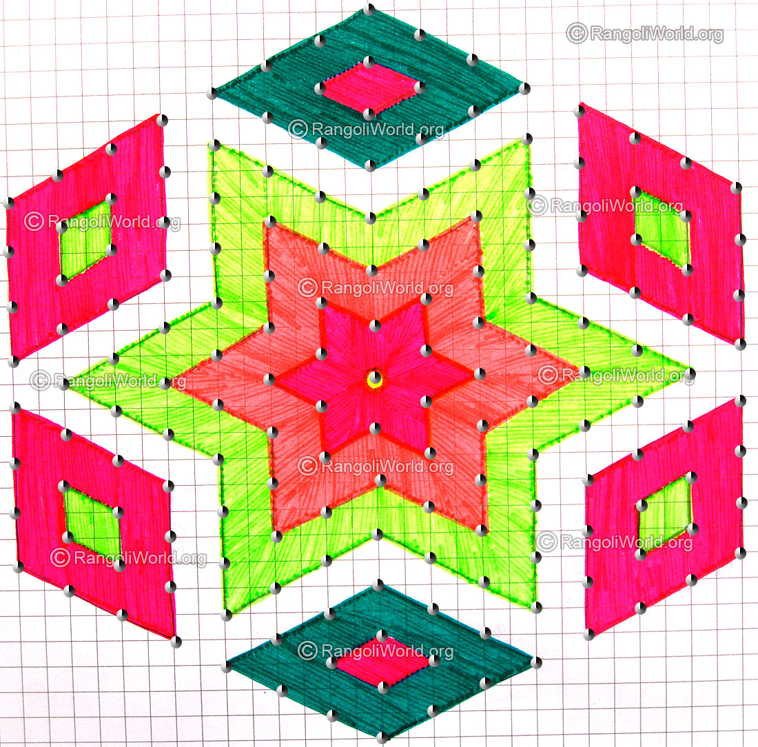 Diamond kolam with dots