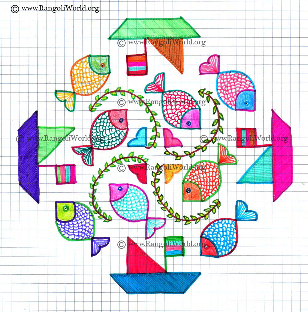 Fish Ship Kolam