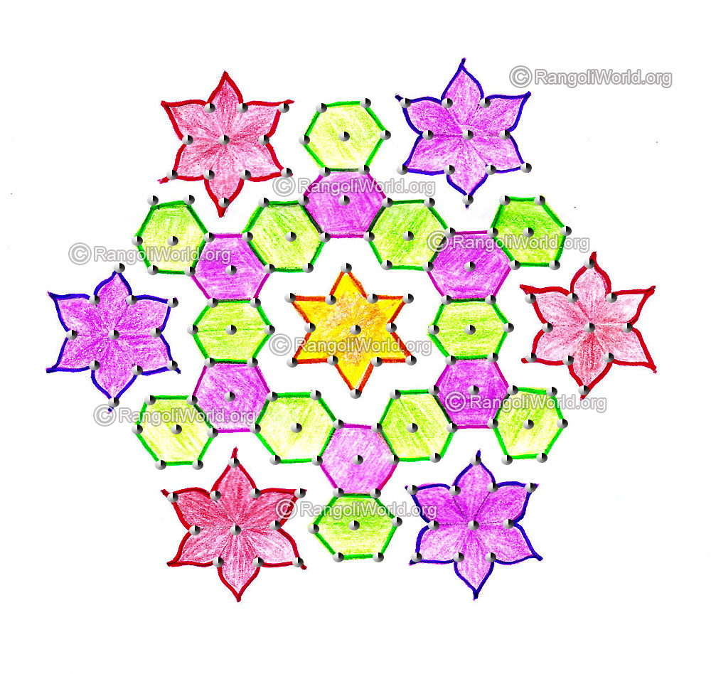 Flower kolam6 with dots